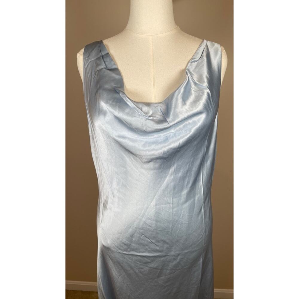 REFORMATION Annabelle Silk Cowl Neck Ruched Draped Horizon Blue Maxi Dress Sz 14 - Picture 3 of 7